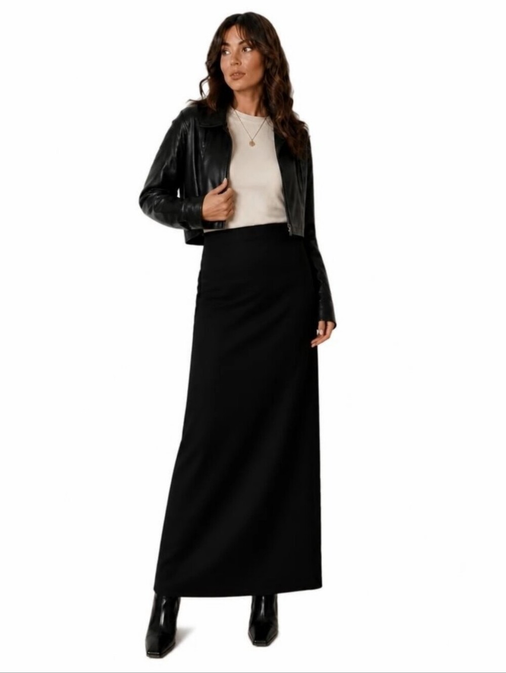 VTG Milano Design Group Black Knit Maxi Column Skirt 90s Minimalist Size M